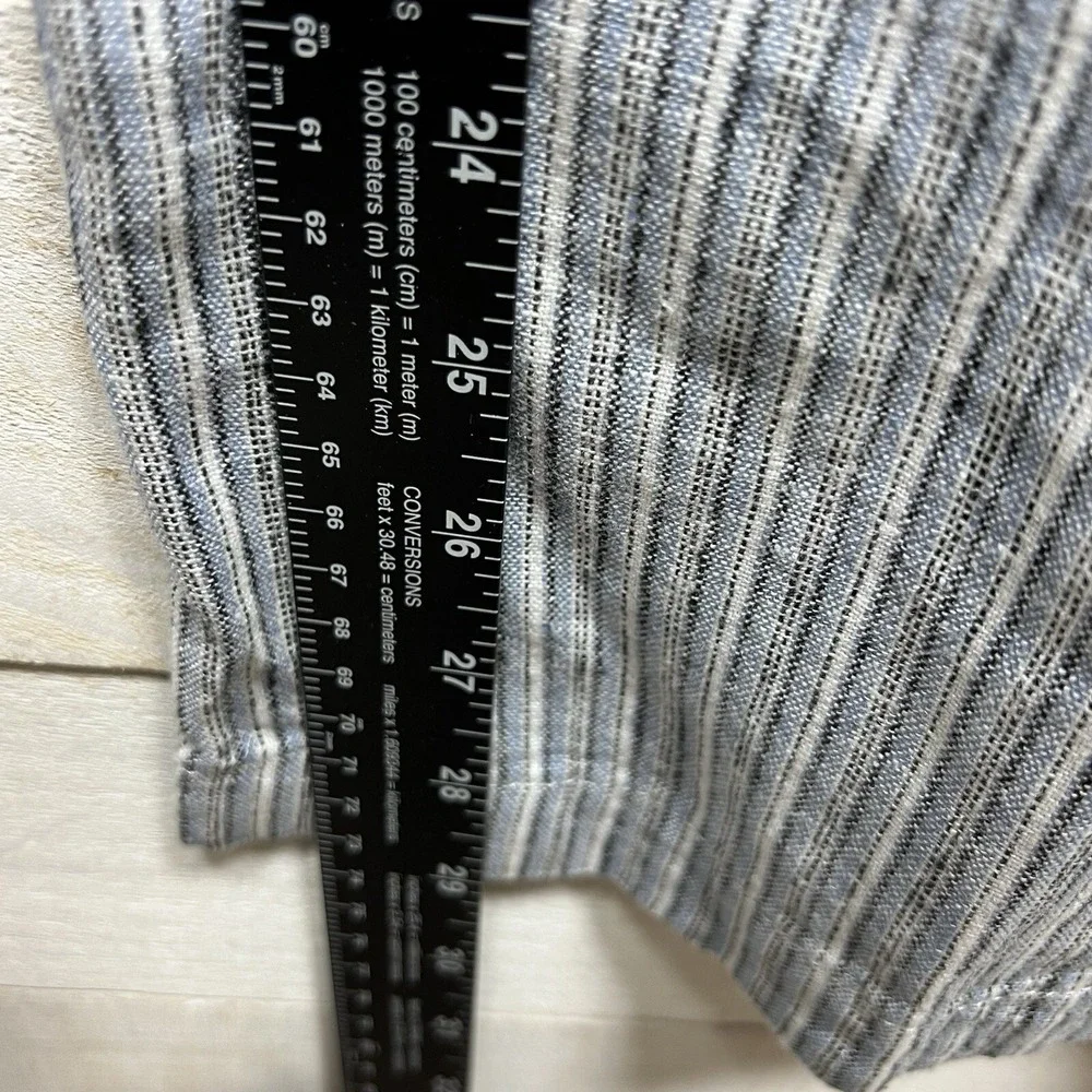 Banana Republic Pants Womens 10 Blue Linen Blend‎ Stripe Wide Leg Paperbag Baggy
